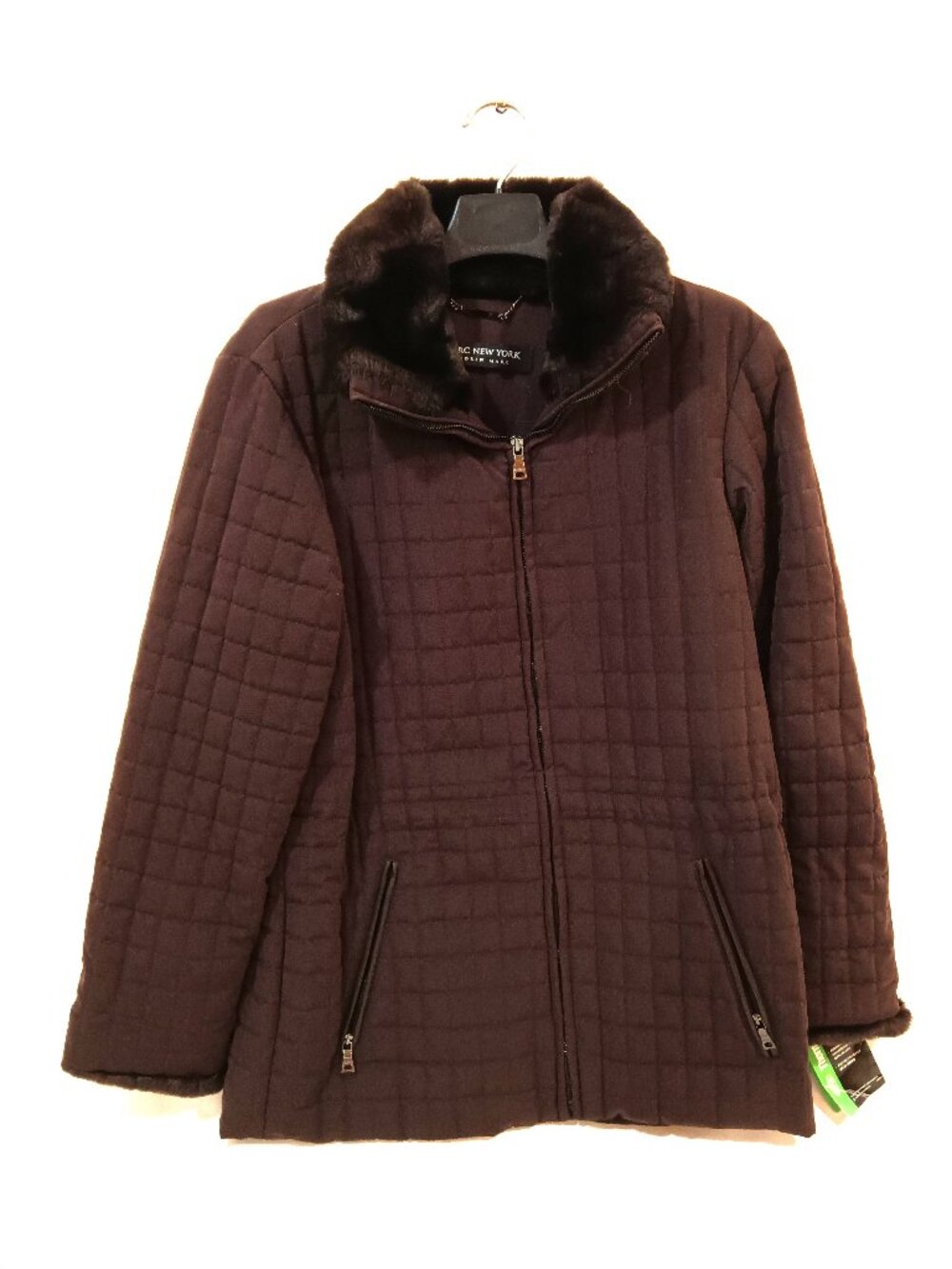Marc New York Jacket Size XS Fits 2-4 Women Pea Coat Brown Color Quilt  Fur NWT